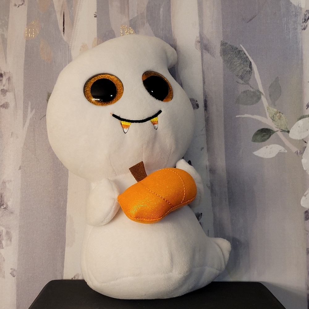 TY BEANIE BOO Scream The Plush Ghost Holding A Pumpkin (Approx 9.5 inches) - Picture 5 of 13